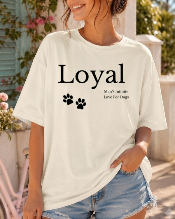 Loyal Man's Infinite Love For Dogs Unisex Oversized T-shirt
