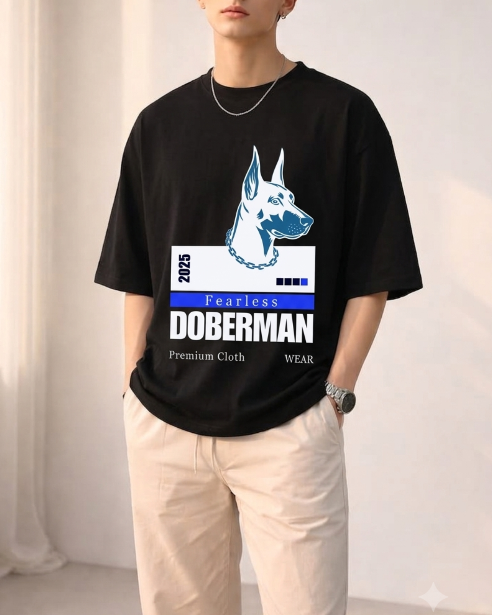 Fearless Doberman 2025 Unisex Oversized Graphic Printed T-shirt