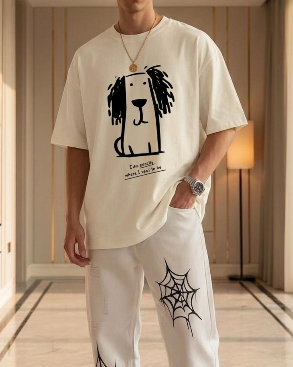 I Am Exactly Where I Need To Be Unisex Oversized Graphic Printed T-shirt