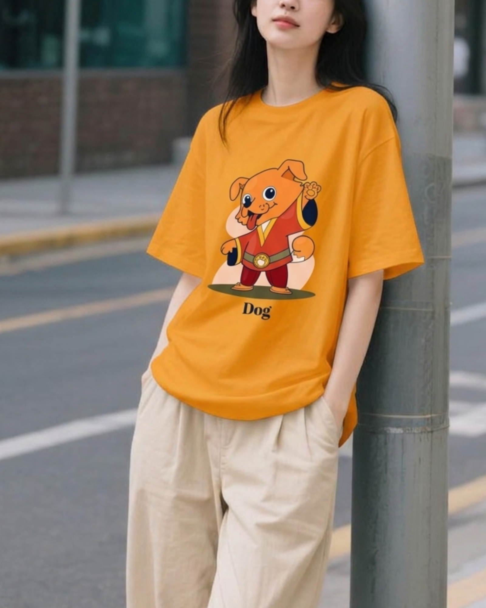 Kung Fu Dog Zodiac Oversized Graphic Printed Unsiex T-shirt