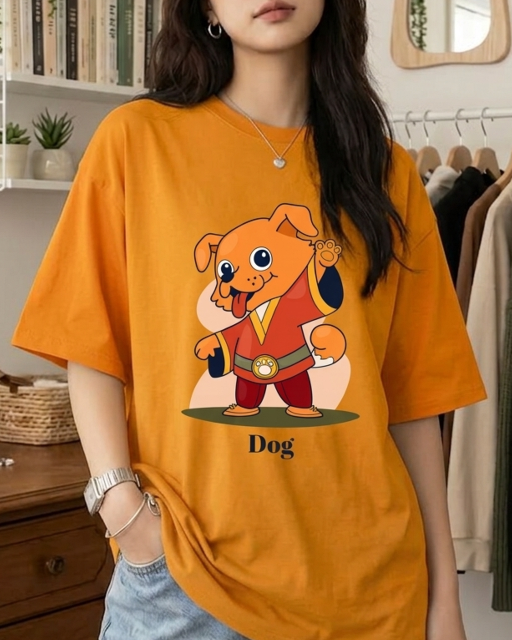 Kung Fu Dog Zodiac Oversized Graphic Printed Unsiex T-shirt