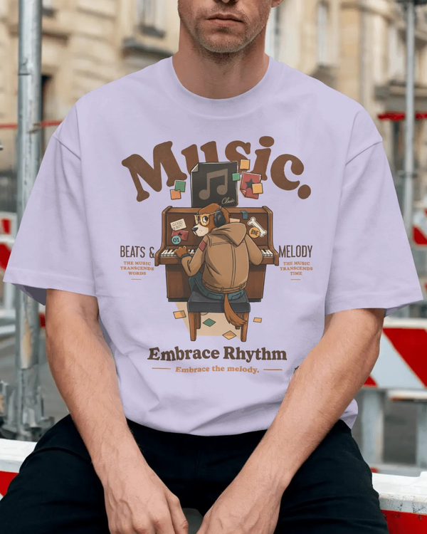 Embrace Rhythm Music Unisex Oversized Graphic Printed T-shirt