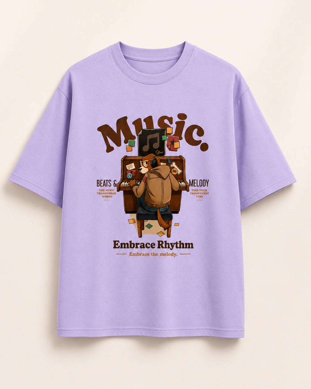 Embrace Rhythm Music Unisex Oversized Graphic Printed T-shirt