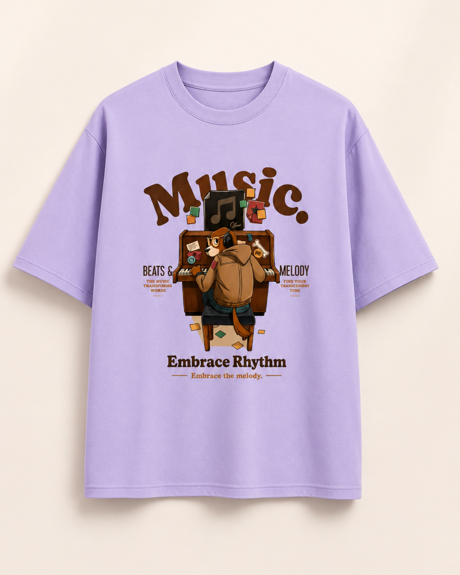 Embrace Rhythm Music Unisex Oversized Graphic Printed T-shirt