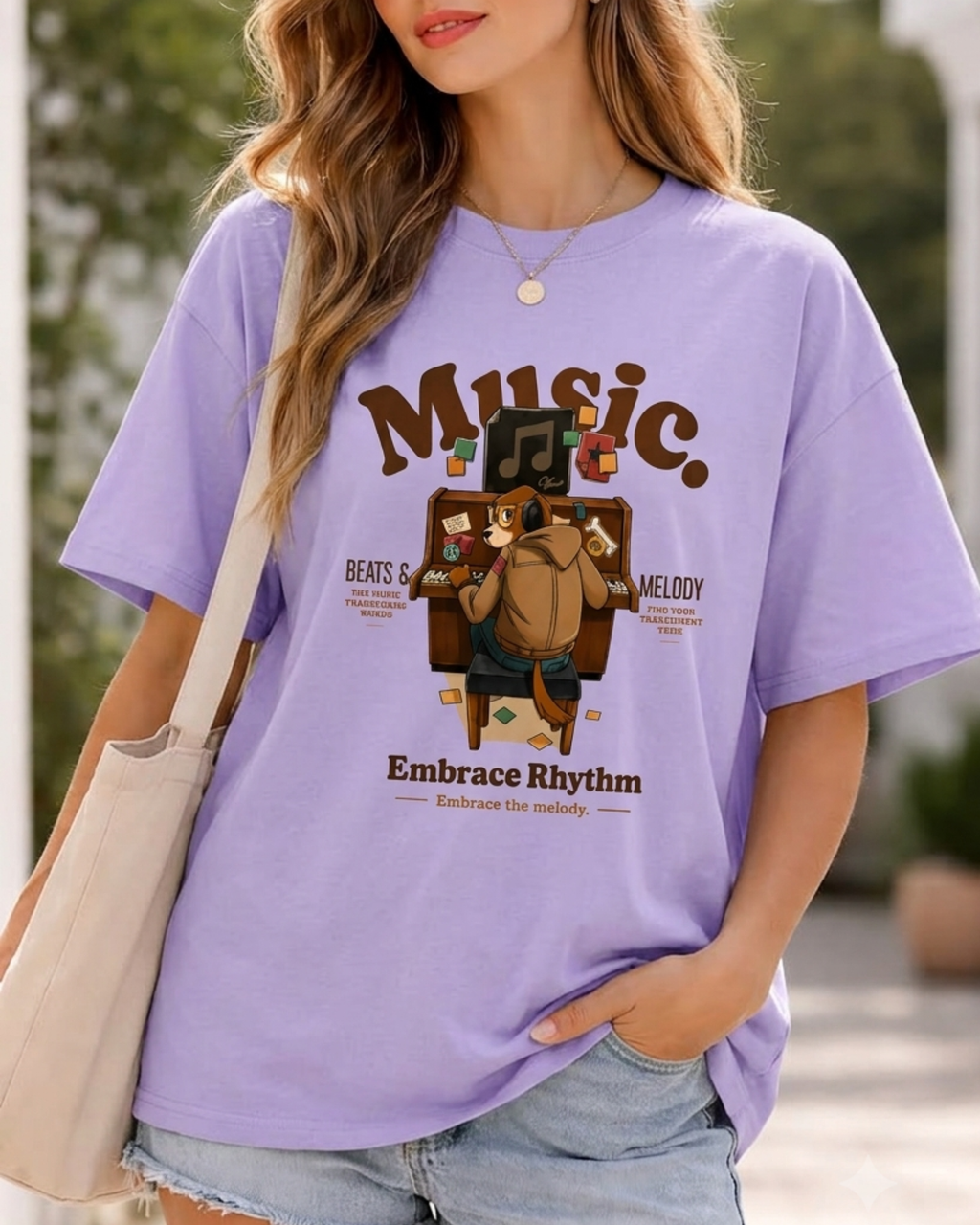 Embrace Rhythm Music Unisex Oversized Graphic Printed T-shirt