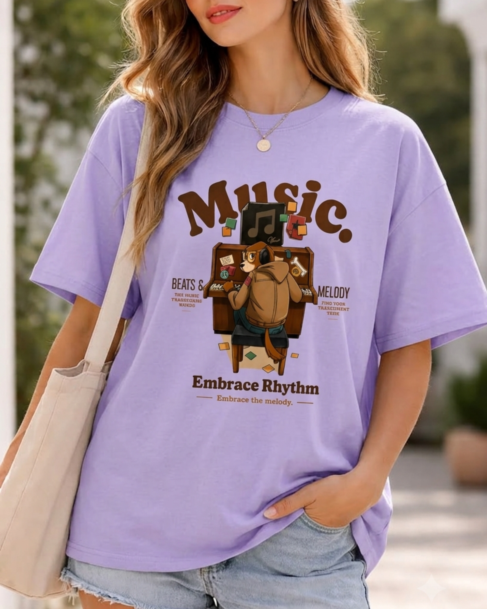 Embrace Rhythm Music Unisex Oversized Graphic Printed T-shirt
