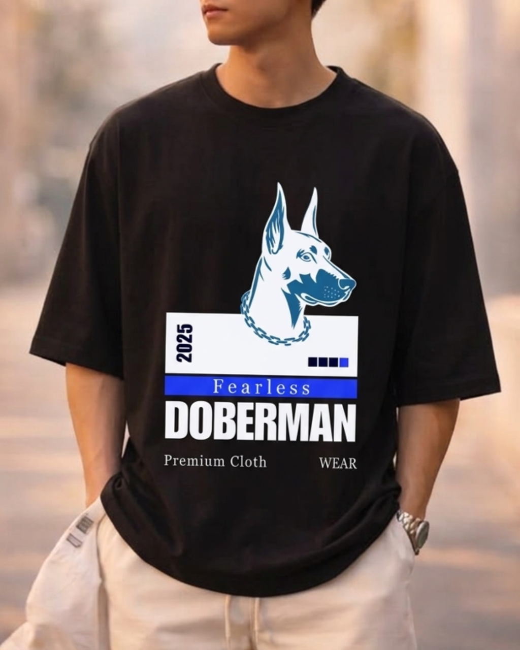 Fearless Doberman 2025 Unisex Oversized Graphic Printed T-shirt