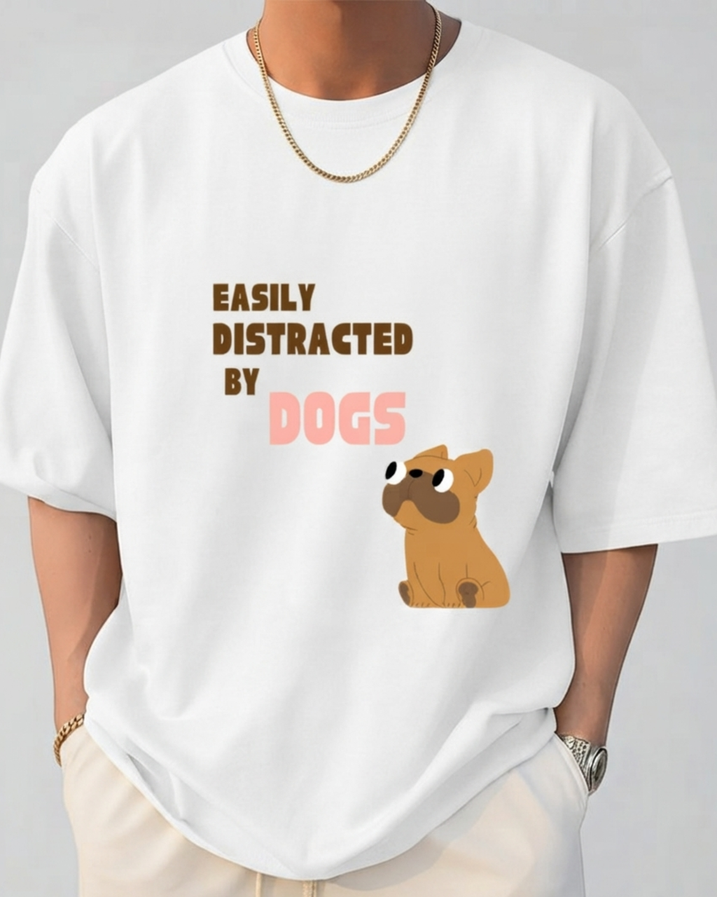 Distracted By Dogs Unisex Graphic Printed T-shirt
