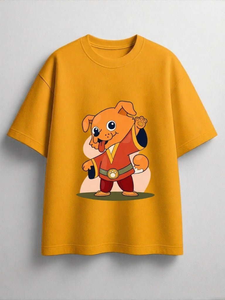 Kung Fu Dog Zodiac Oversized Graphic Printed Unsiex T-shirt