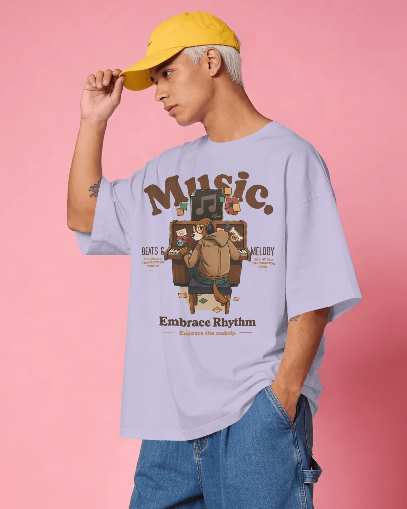 Embrace Rhythm Music Unisex Oversized Graphic Printed T-shirt
