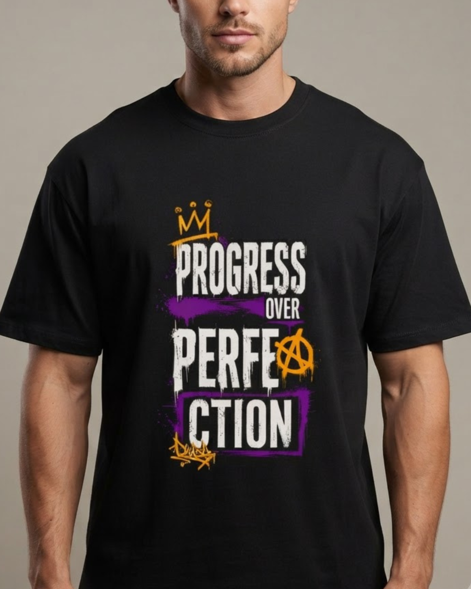 Progress Over Perfection Graffiti Print Unisex Classic T-Shirt